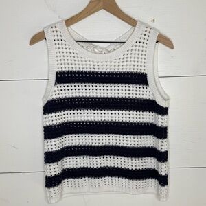 Griege • Striped Sleeveless Knit Vest Sweater Top Size Medium